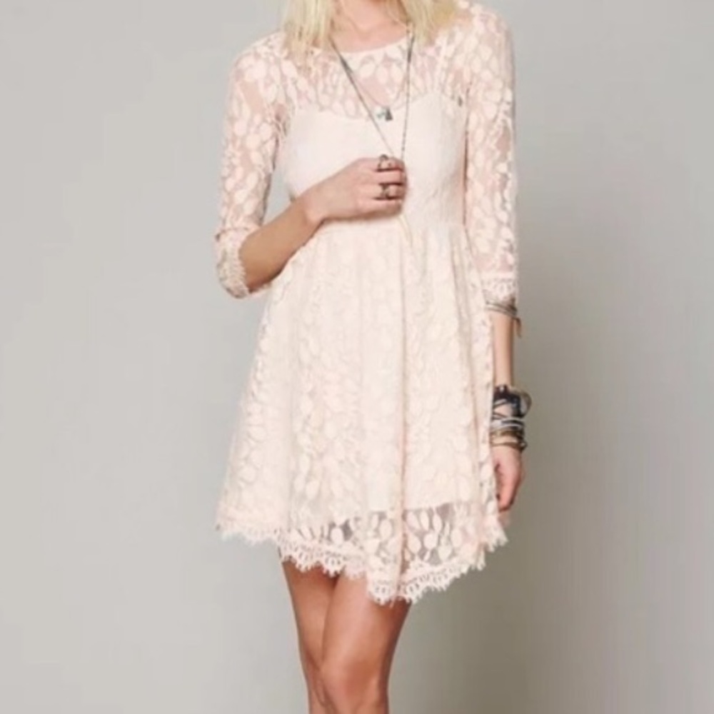 Free people floral lace overlay dress
